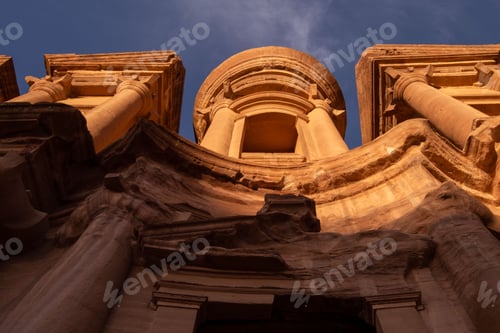 Preview: Jordan Petra Monastery against the blue sky in summer