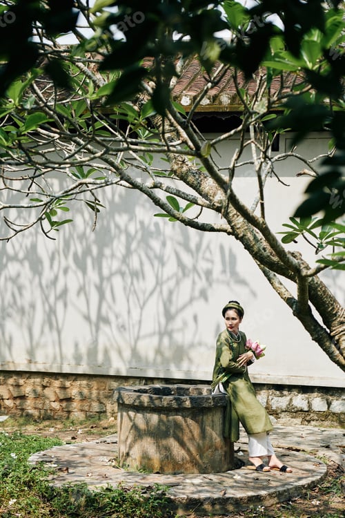 Preview: Beautiful Woman in Old Garden