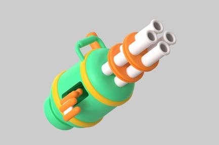 Vorschau: Grünes zylindrisches Gerät mit Griff, Auslöser, Röhren und Zylindern.