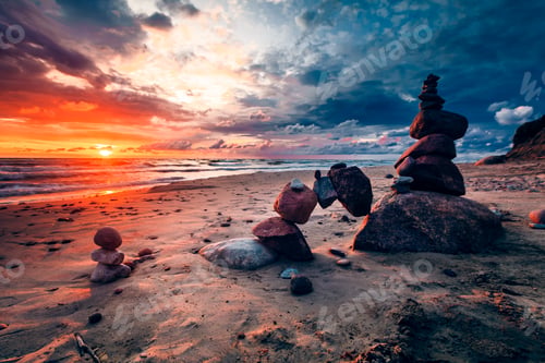 Preview: Beautiful sunset at the coast of the Baltic Sea, Lithuania
