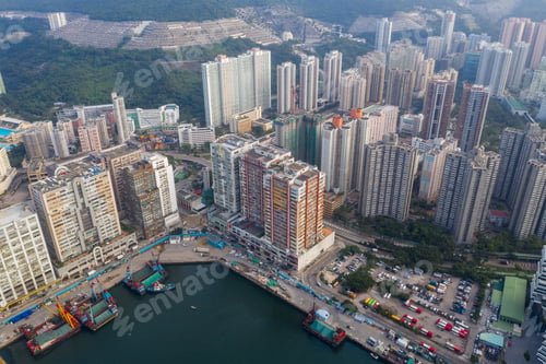 Preview: Chai Wan, Hong Kong 22 May 2019: Aerial view of Hong Kong downtown city