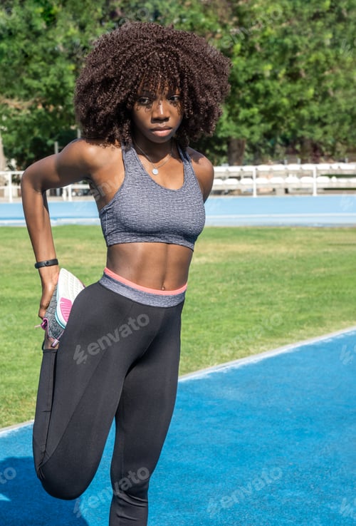 Preview: black athlete girl stretching