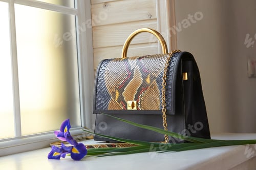 Preview: Stylish fashionable woman s bag near the window