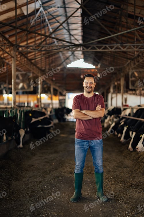 Preview: Adult man, enjoying his photo shoot, at the farm.