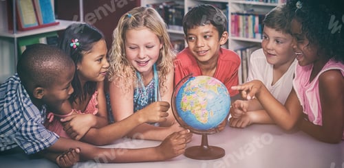 Preview: Children with globe on table
