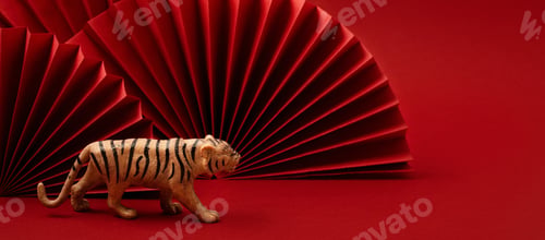 Preview: Chinese new year festival decoration over red background