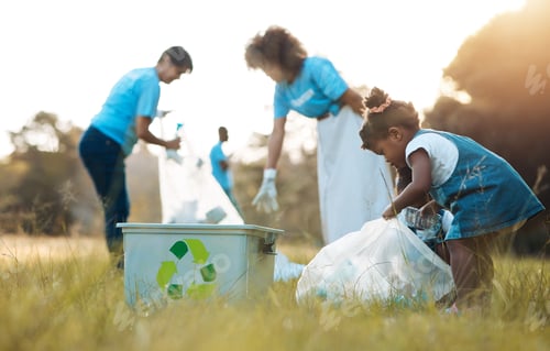 Preview: Nature, community service and family recycle, cleaning garbage pollution and support environment, v
