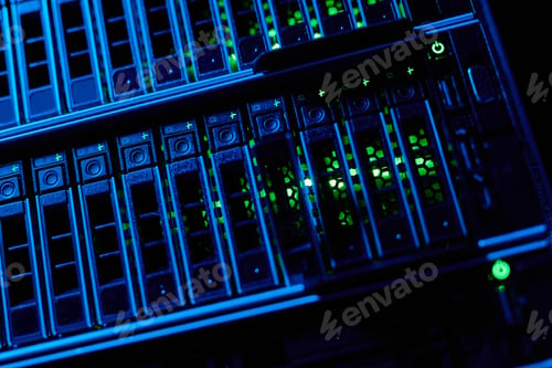 Preview: Blade Server Close Up with Lights