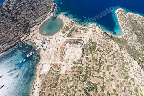 Preview: Aerial view of Cape Knidos Datca Peninsula Turkey