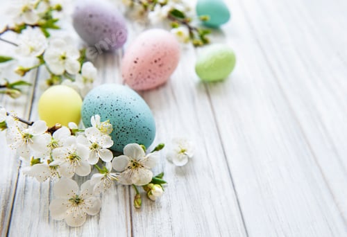 Preview: Top view of painted easter eggs