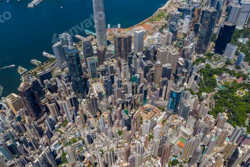 Preview: Central, Hong Kong 25 August 2020: Top view of Hong Kong city