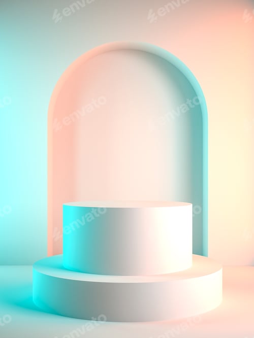 Preview: Empty pastel showcase interior room