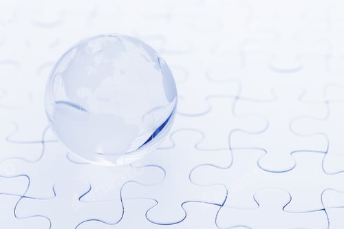 Preview: Glass globe ball on puzzle
