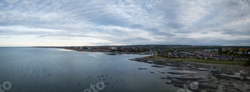 Preview: Aerial panoramic view of the small town on the the Atlantic Ocean Coast