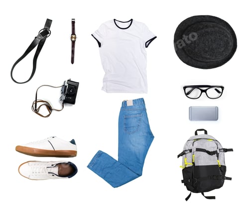 Preview: collage of men's clothing isolated white background