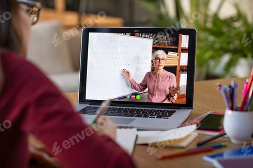 Preview: Woman Teaching Online Class via Computer at Home
