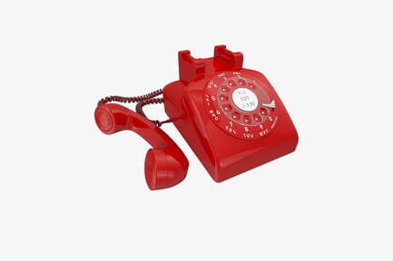 Visualização: Telefone com discagem rotativa com teclado alfanumérico