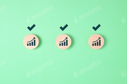Preview: Business target board icons, Business strategy planning management