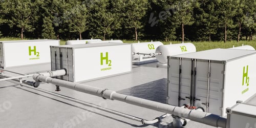 Hydrogen Storage Containers in a Green Field