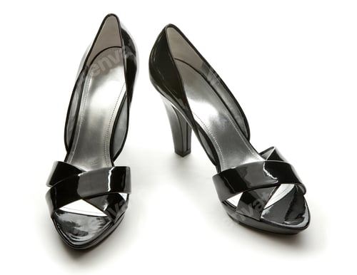 Preview: Black patent leather elegant peep toe pumps