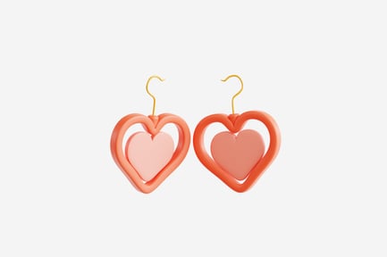 Preview: 3D Heart Earrings Love Icon