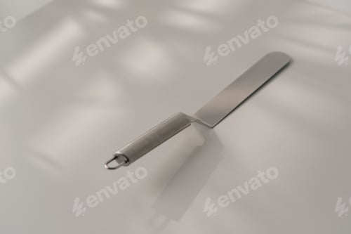 Preview: pastry spatula palette knife cooking utensils for cakes on the table on white background close-up