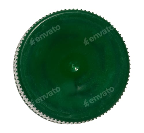 Preview: Green plastic bottle cap on isolated background, top view