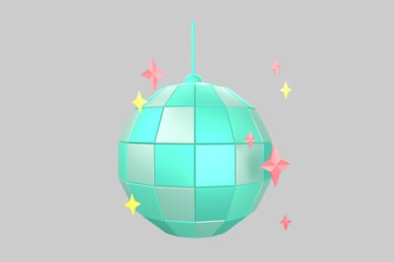 Preview: Aqua disco ball with stars