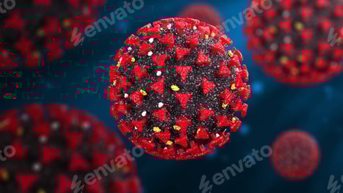 Preview: Detailed Virus Rendering on Blue Background