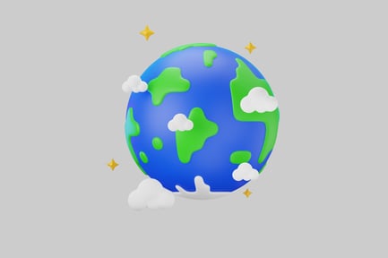 Preview: Cartoon earth with clouds and stars