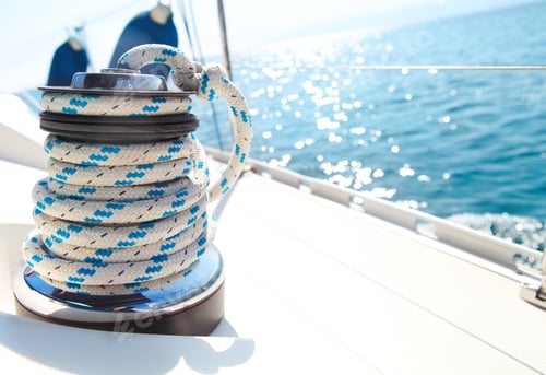 Preview: Sailboat winch and rope yacht detail