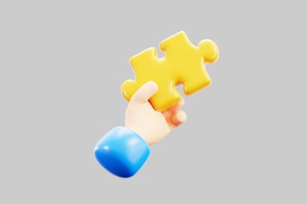 Preview: Cartoon hand holding puzzle piece