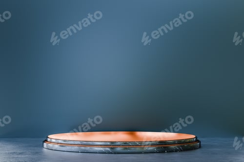 Preview: Empty cylindrical display stage for product presentation.
