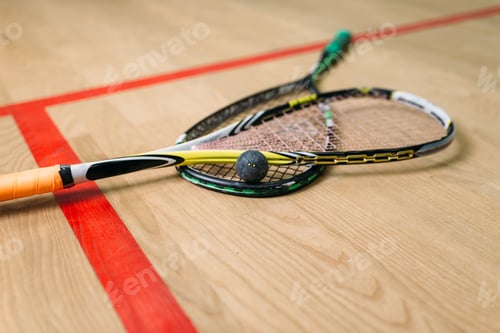 Preview: Squash game equipment closeup view