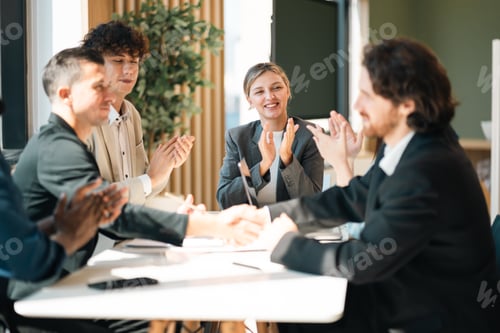 Preview: Celebrate and victory to business success with colleagues. Business celebration party event
