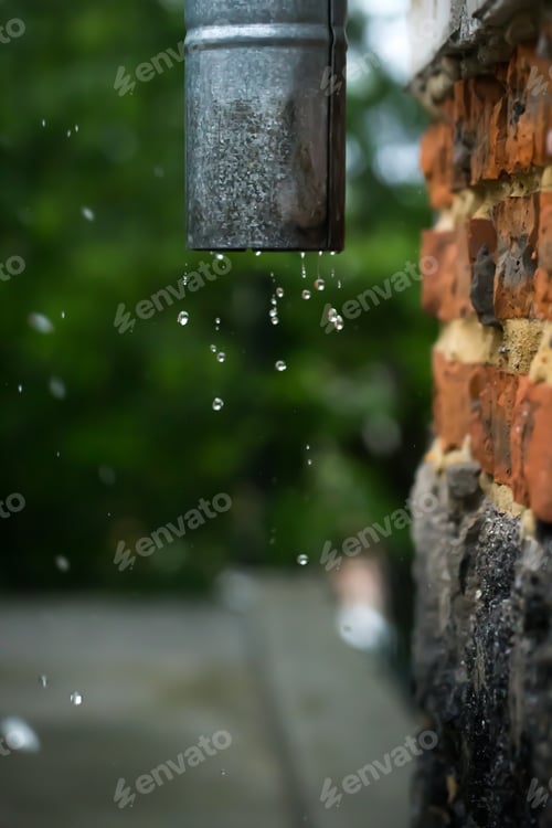 Preview: beautiful drops falling from the pipe