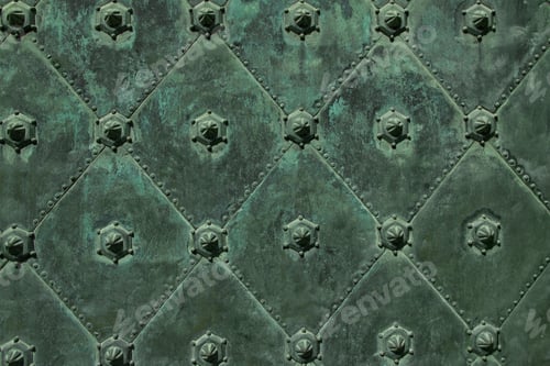 Preview: Metal ancient background with green iron decorative figures