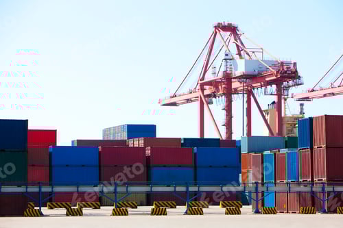 Preview: Cranes and cargo containers in shipping dock