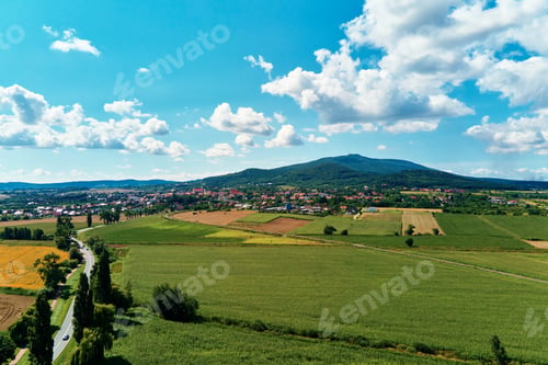 Preview: Sleza mountain landscape. Aerial view of mountains with forest