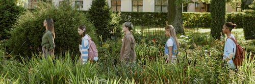 Preview: Teenagers Following Their Teacher During Outdoor Lesson