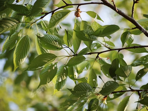 Preview: Vibrant green tree illuminated by the warm glow of the sun, with lush leaves
