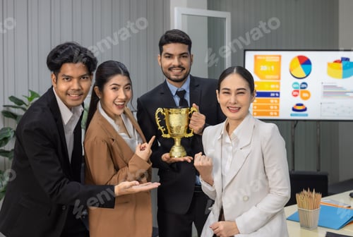 Preview: Asian agile business team excels, earns praise ,celebrates milestone with client delight.