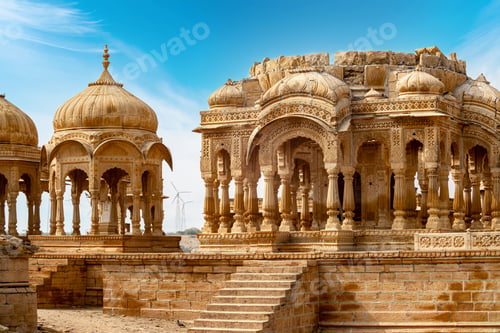 Preview: Golden sandstone cenotaphs of Bada Bagh in Jaisalmer.