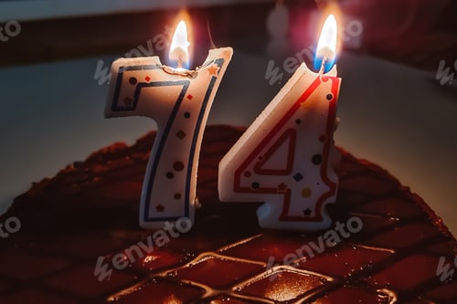 Preview: Festive candles 74th birthday.
