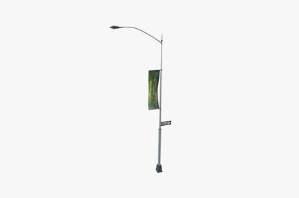 Preview: Curved lamp post with "one way" signage