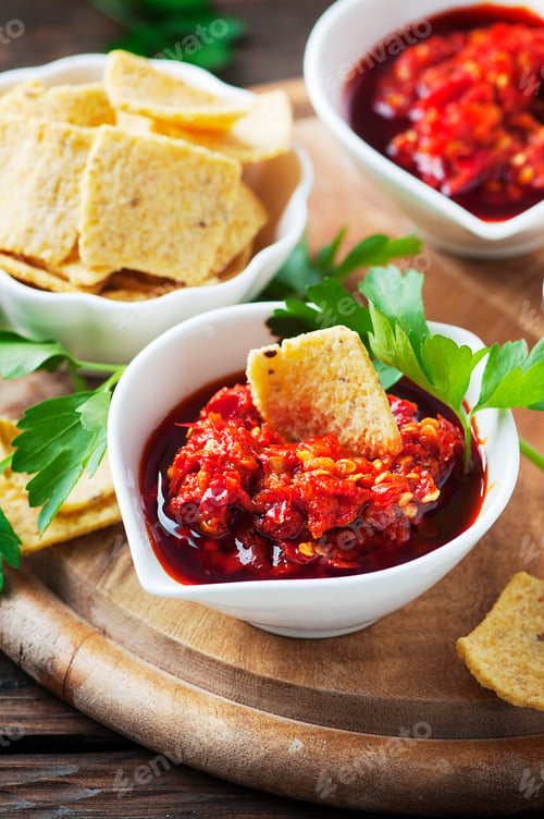 Preview: Mexican hot salsa with chili peppers