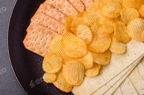 Preview: Crispy potato chips with salt, spices and herbs