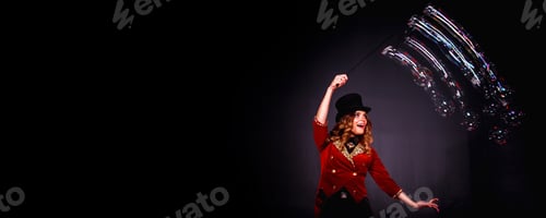Preview: Woman in theatrical outfit is showing show. Show performance concept