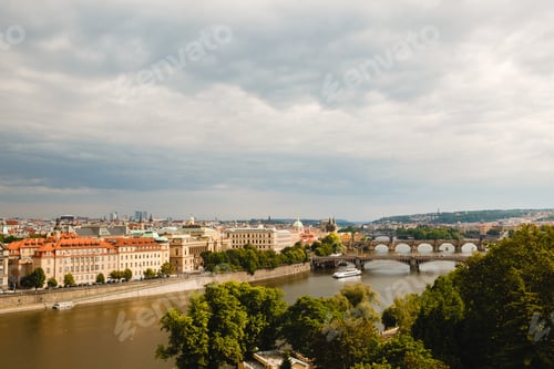 Preview: PRAGUE,CZECH REPUBLIC - JUNE 23, 2017: Bridges on Vltava in Prague, Czech Republic