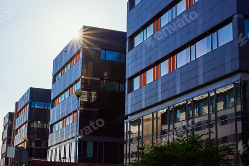 Preview: Modern office building with green trees